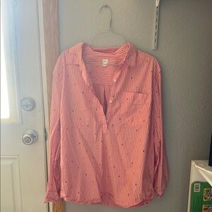 GAP Coral and White Striped Shirt